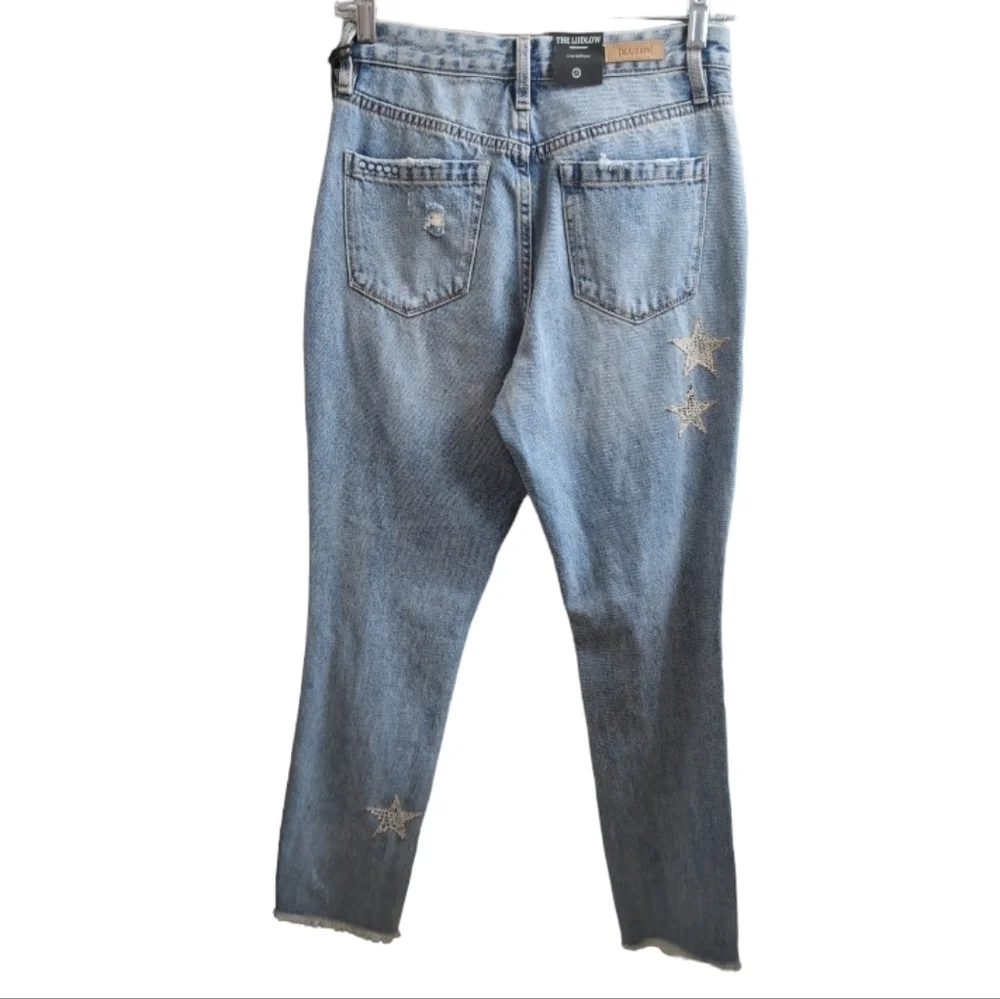 Blank NYC Jeans The Ludlow Crop Girlfriend Distressed Embroidered NWT 25 and 27
